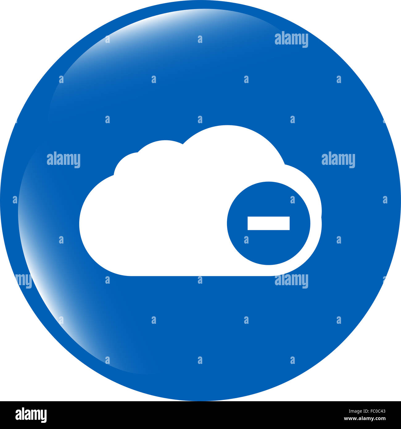 Icona web sulle nuvole con segno meno Foto Stock