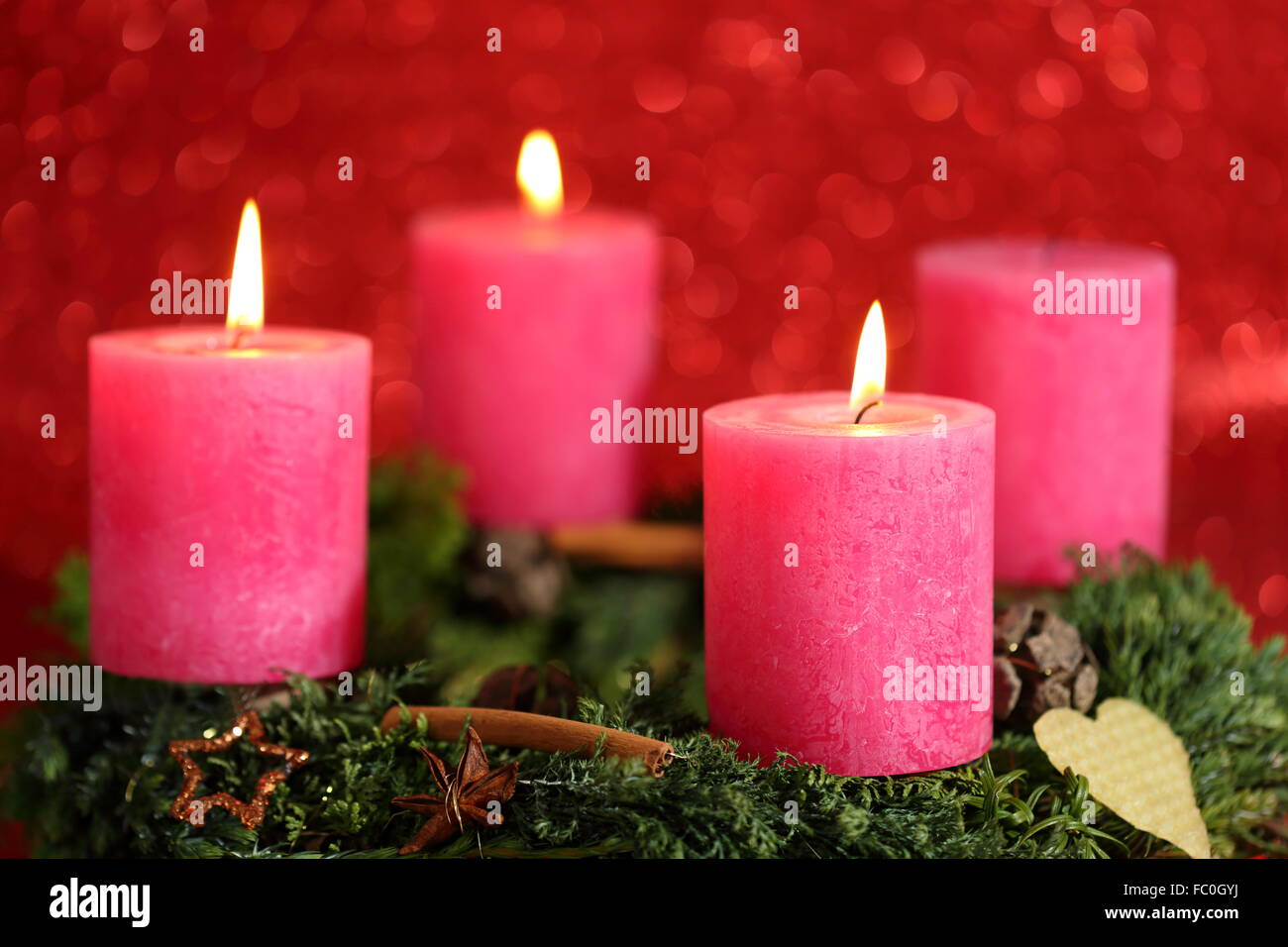 Tre fiamme di candela Foto Stock