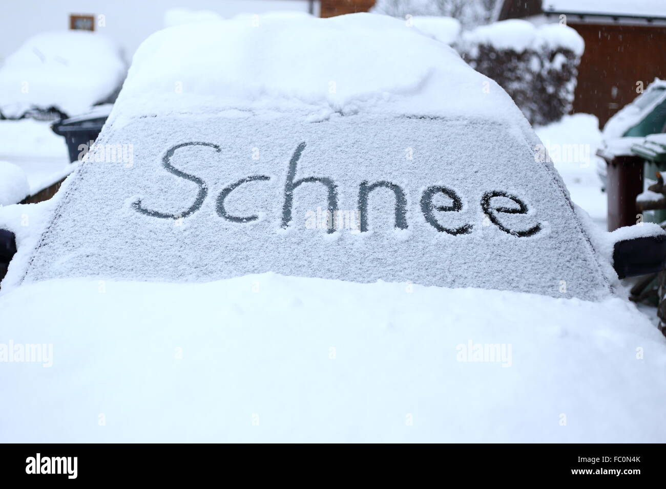 neve sulla finestra Foto Stock