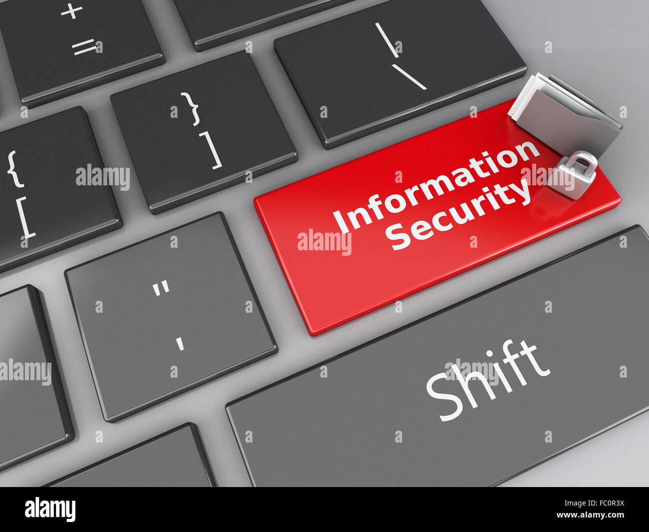 Icona a forma di lucchetto, cartella e la sicurezza delle informazioni sul comput Foto Stock