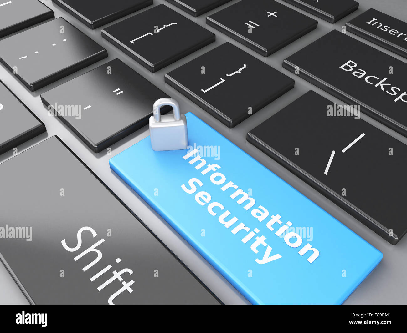 Il lucchetto chiuso e la sicurezza delle informazioni su compute Foto Stock