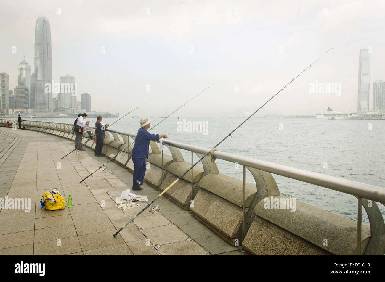 Wan Chai waterfront promenade Foto Stock