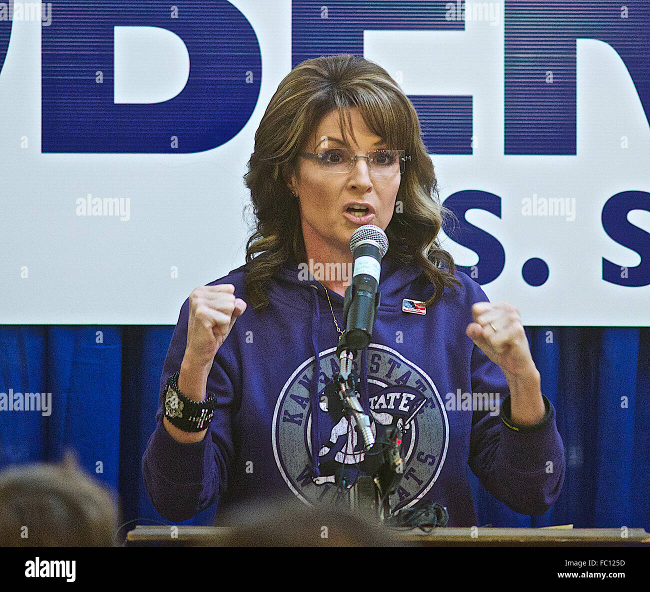 Indipendenza, Kansas, Stati Uniti d'America, 25 ottobre, 2014 Sarah Palin annuncia il suo sostegno per il senatore Pat Roberts Credito: Mark Reinstein Foto Stock