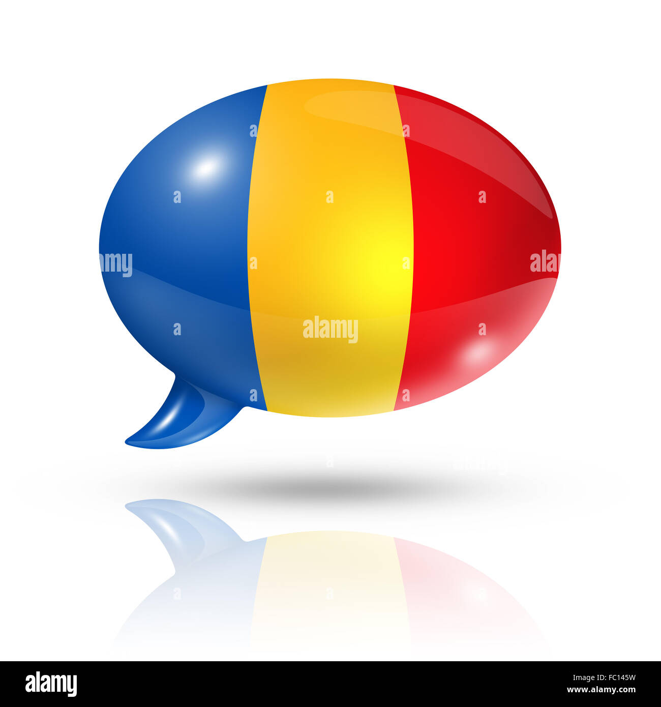 Bandiera rumena discorso bolla Foto Stock