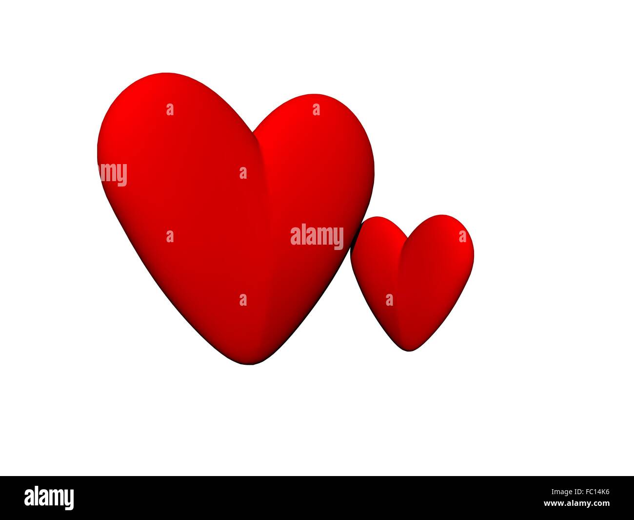 Due cuori rossi - 3D render Foto Stock