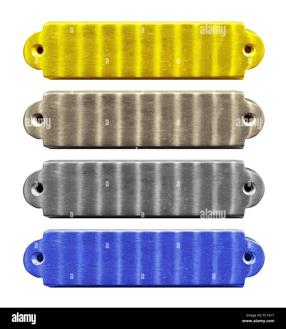 Sportello metallico piastrine senza etichettatura Foto Stock