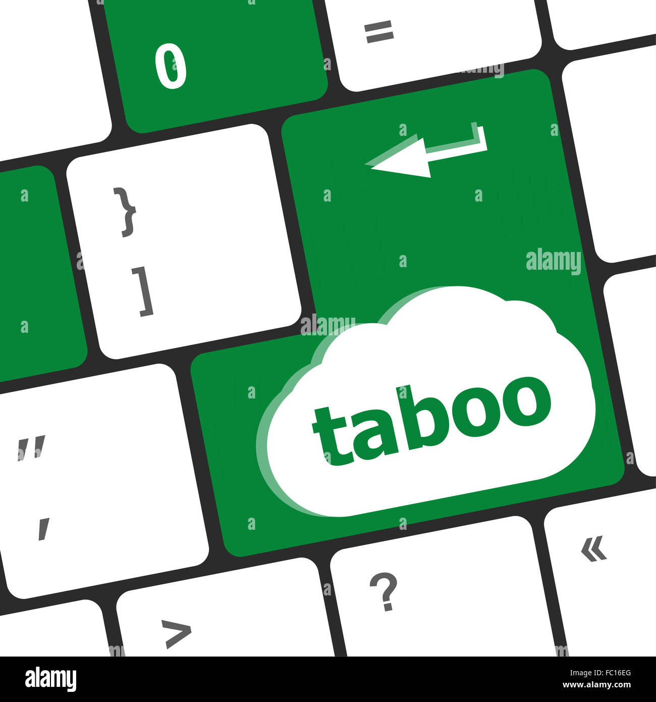 Chiavi di computer scrivi la parola tabù Foto Stock