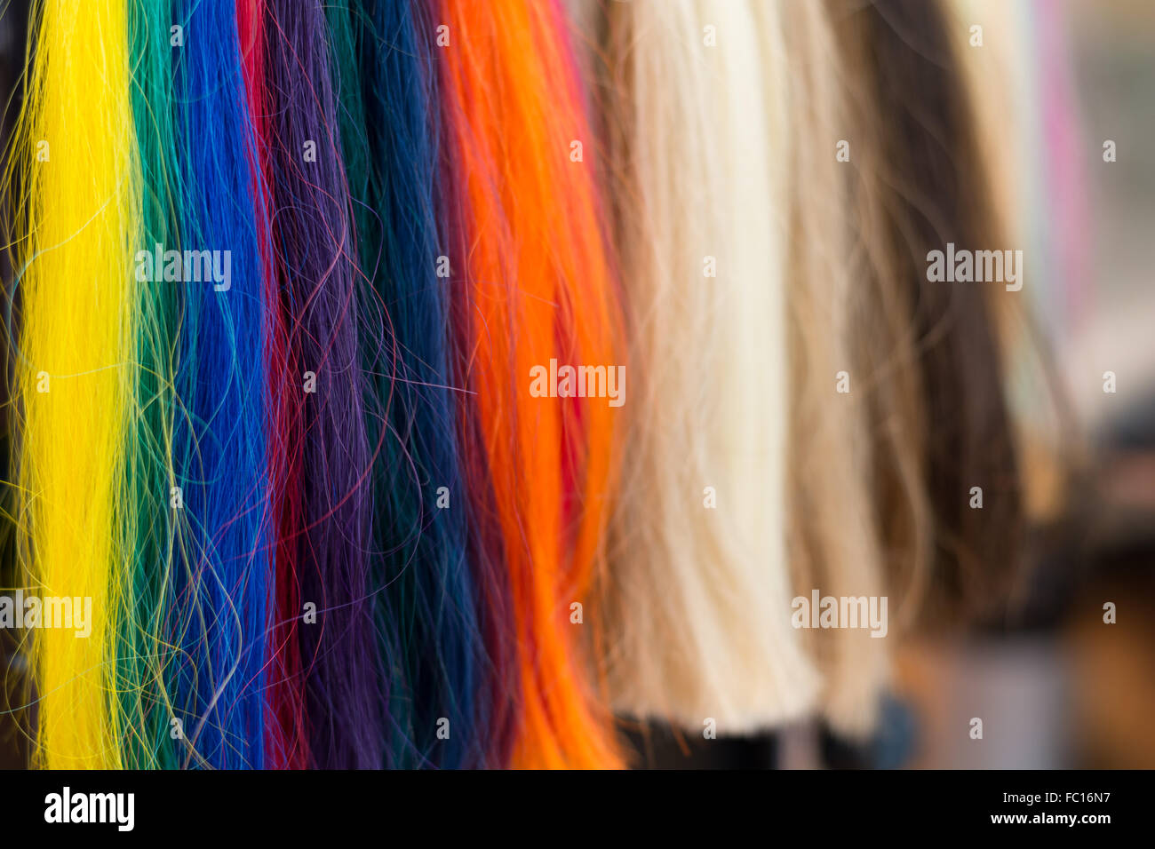 Colorata ciocche di capelli da scegliere Foto Stock