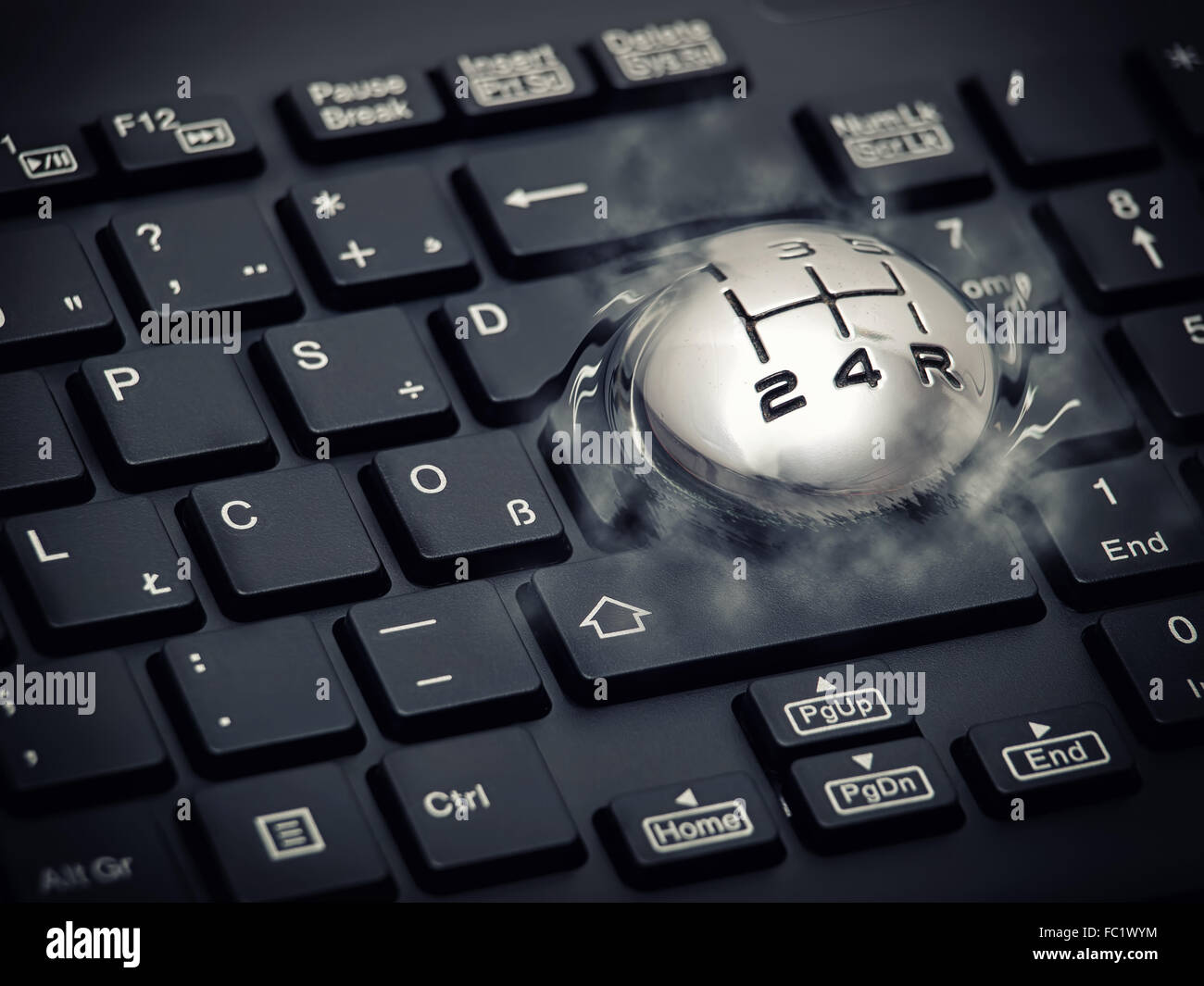 Immagine metaforica su accelerazione del computer o Internet. Foto Stock