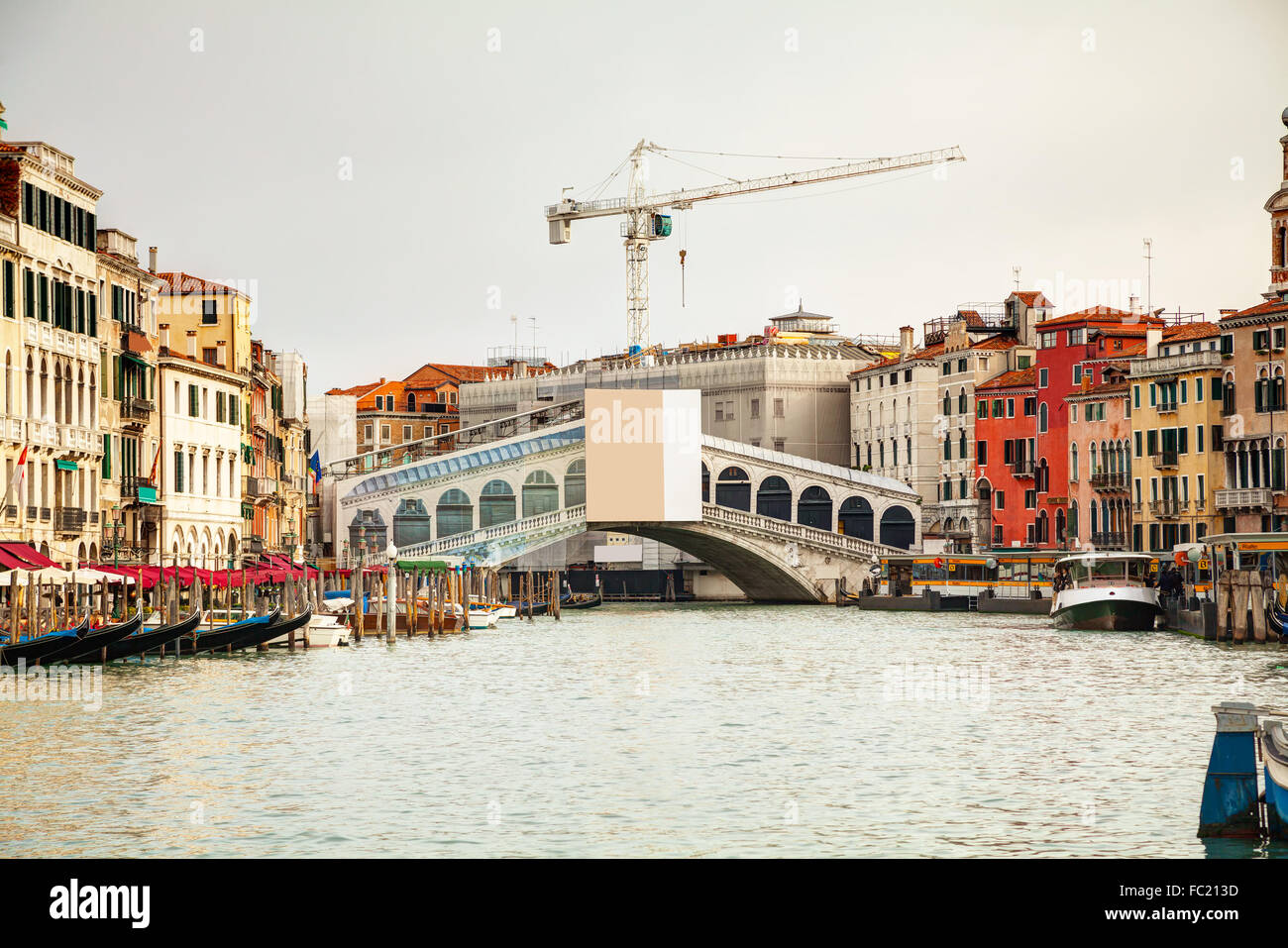 Panoramica del Canal Grande di Venezia, Italia su un nuvoloso giorno Foto Stock