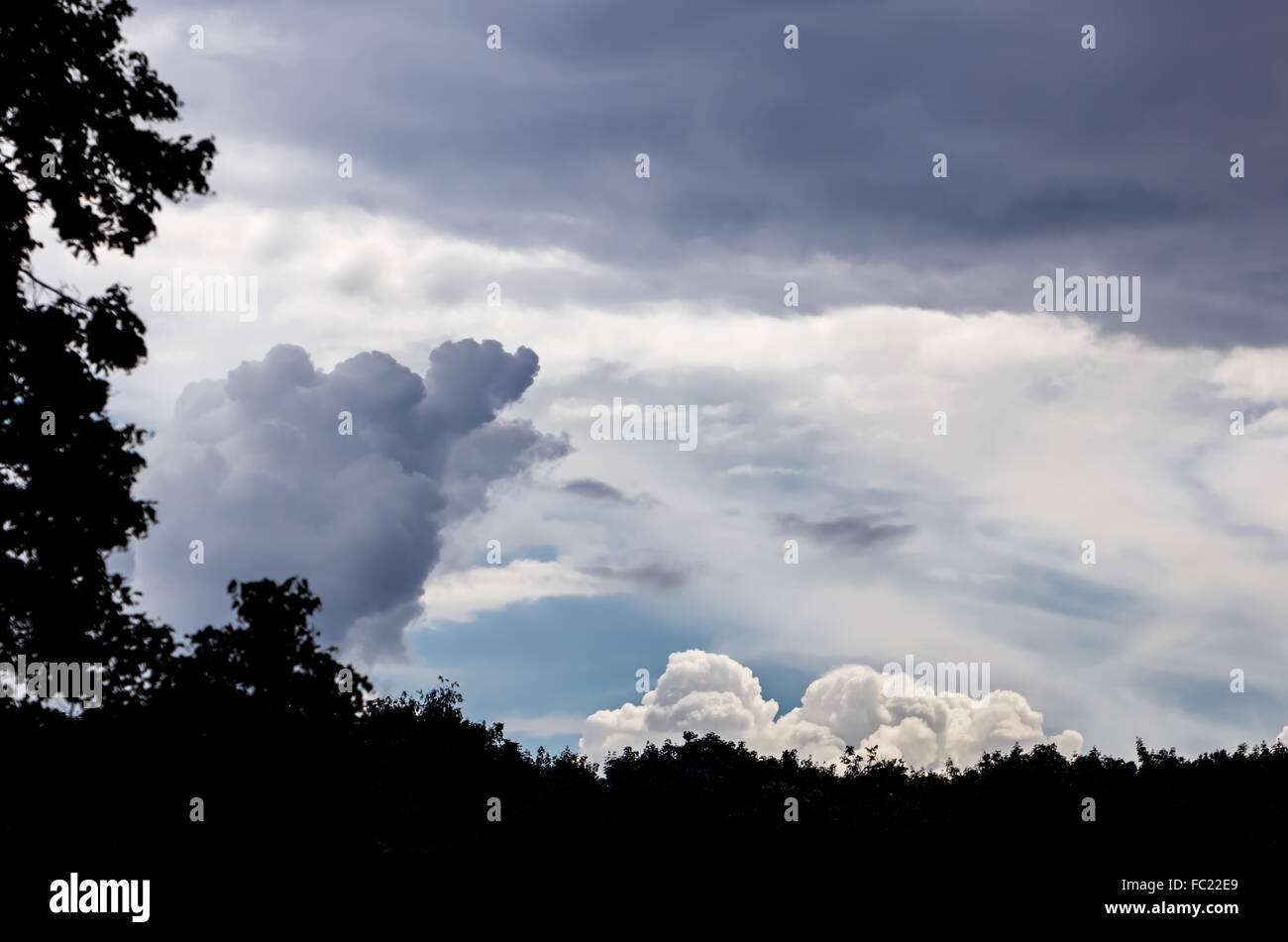 Cielo di nuvole e barlume di Sun Foto Stock