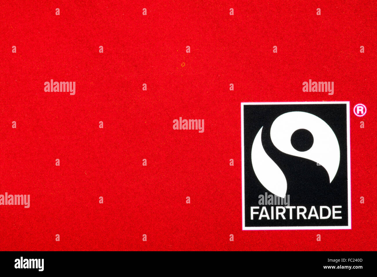 Fairtrade logo sulla confezione di Marks & Spencer tè di Natale teabags Fairtrade - simbolo del logo del commercio equo e solidale Foto Stock