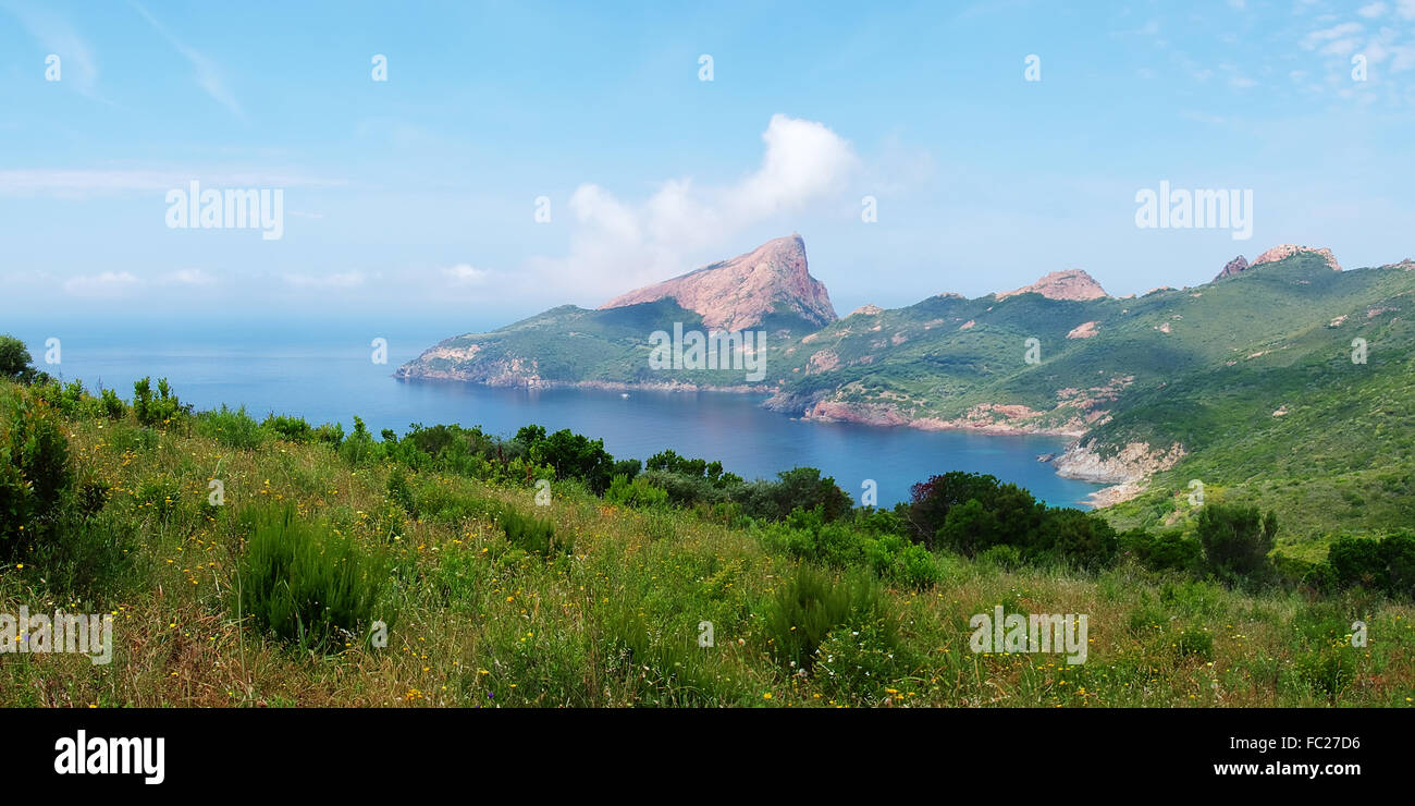 Panorama da Capu Rossu - Corsica Foto Stock