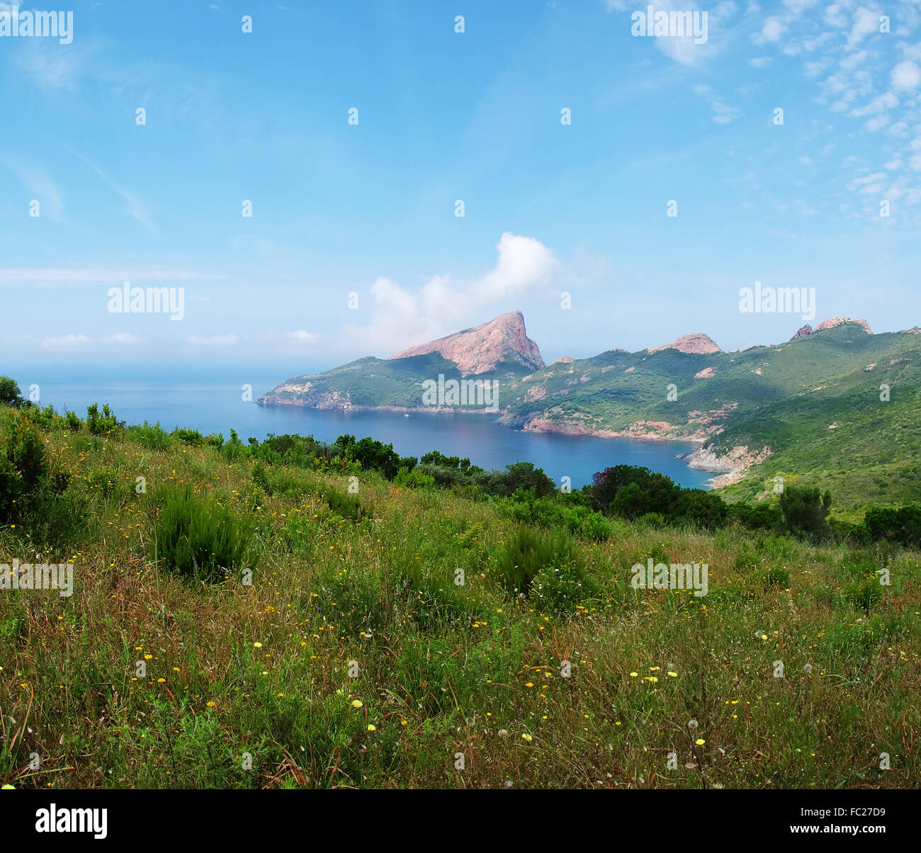 Panorama da Capu Rossu - Corsica Foto Stock