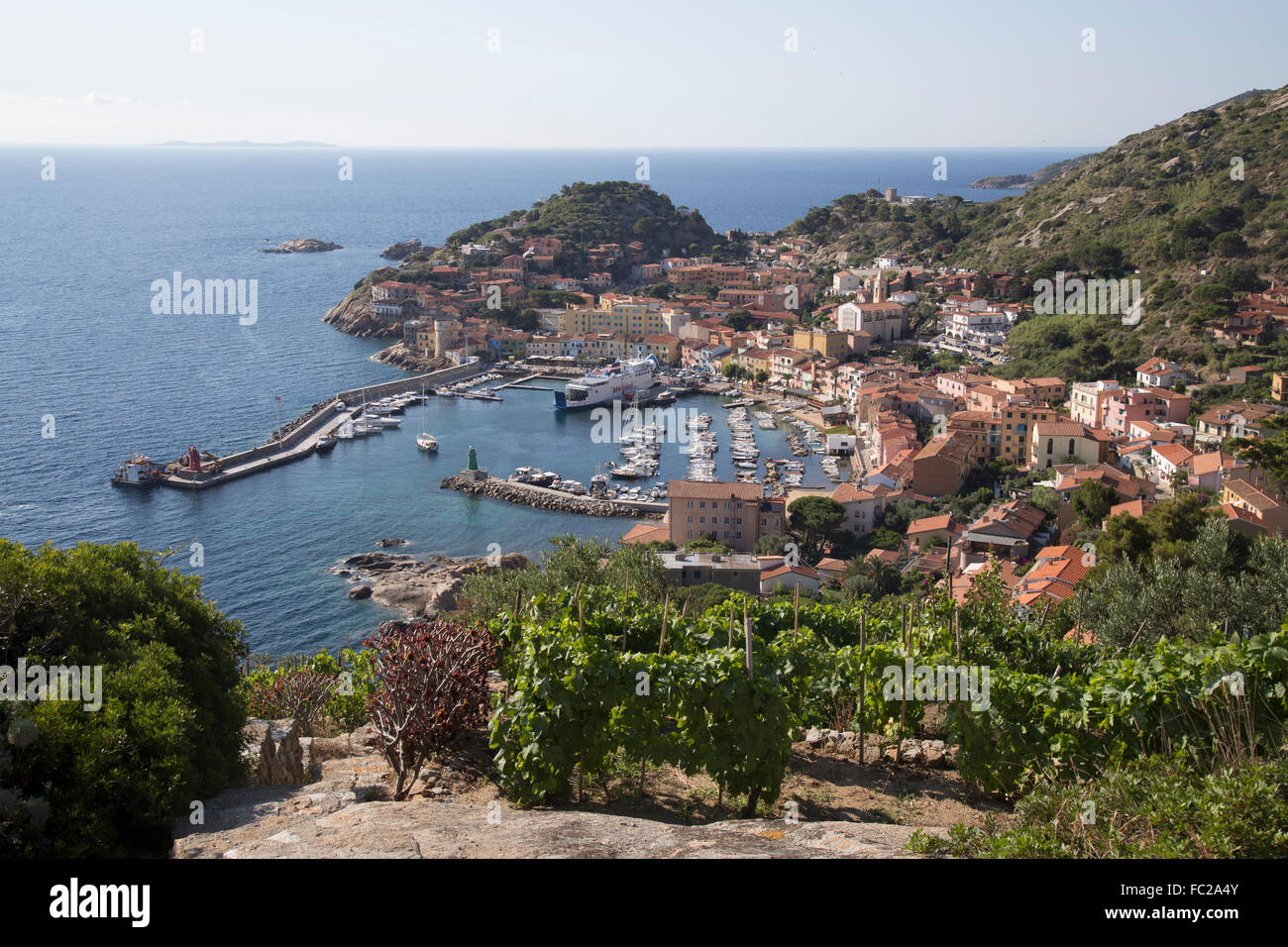 Giglio Porto Porto, Isola del Giglio, Toscana, Italia Foto Stock