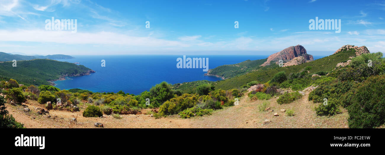 Panorama da Capu Rossu - Corsica Foto Stock