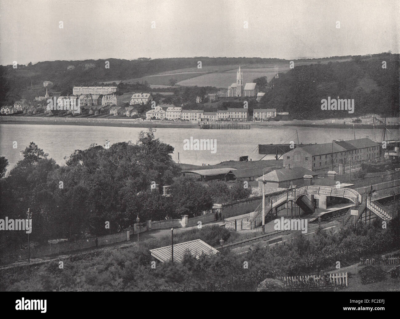 MONKSTOWN. Da Monkstown pier stazione. Irlanda, antica stampa 1895 Foto Stock