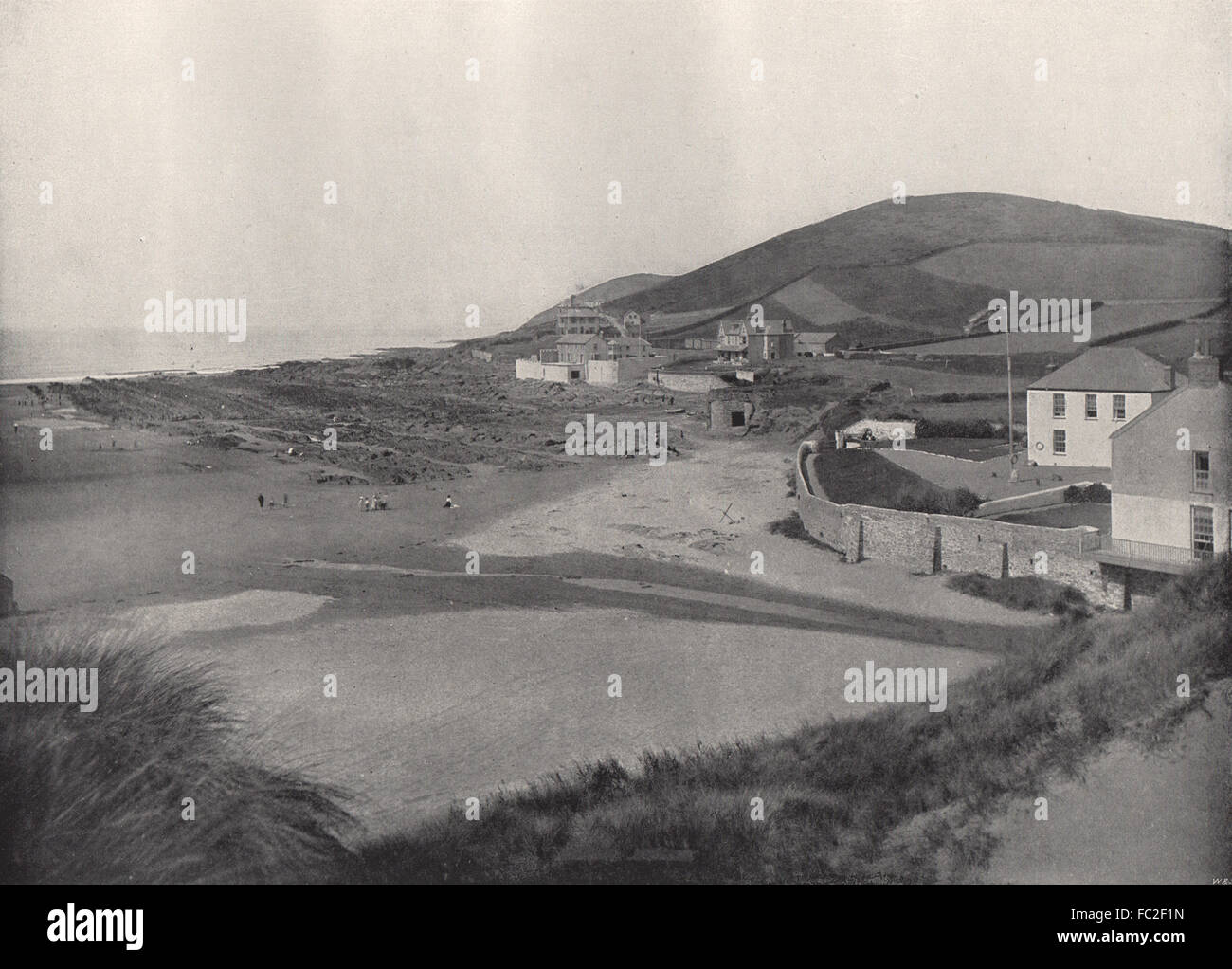 BARNSTAPLE. Croyde Bay. Devon, antica stampa 1895 Foto Stock