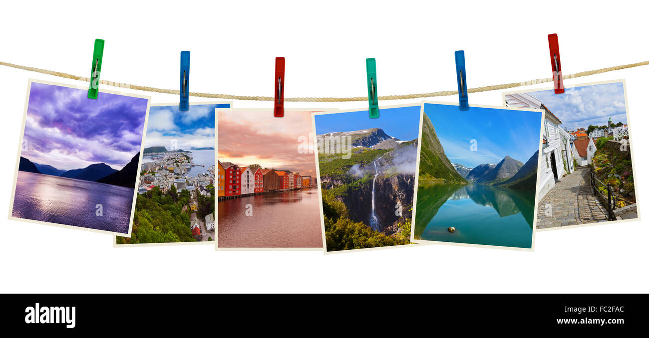 Norvegia Fotografia di viaggio su clothespins Foto Stock