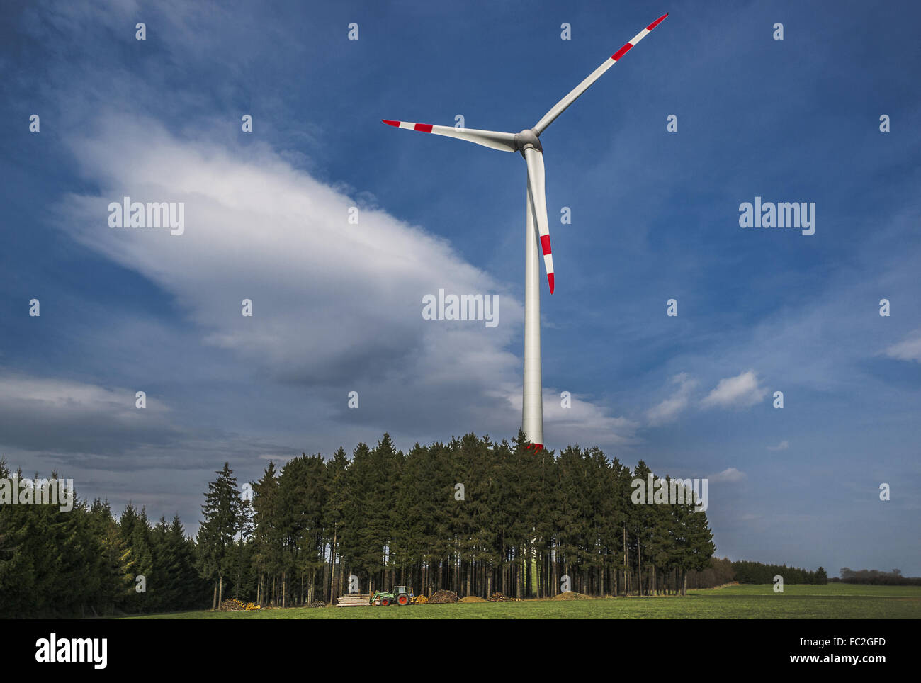 Il potere di vento sul campo Foto Stock