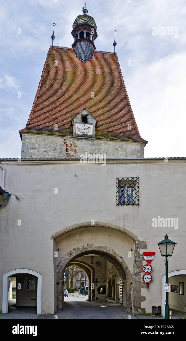 Città medievale torre porta Linzer Foto Stock