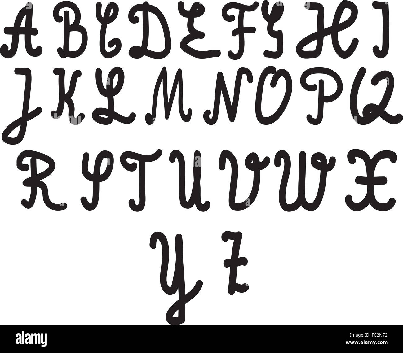 Lettere scritte a mano dell'alfabeto su sfondo bianco Foto stock - Alamy