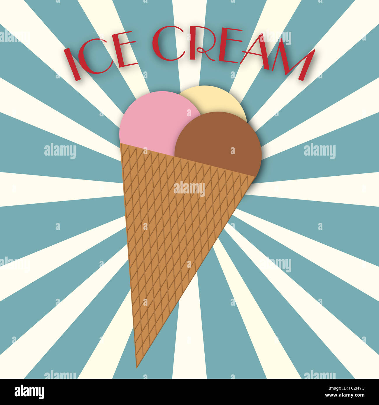 Illustraion di un gelato con la scrittura Foto Stock