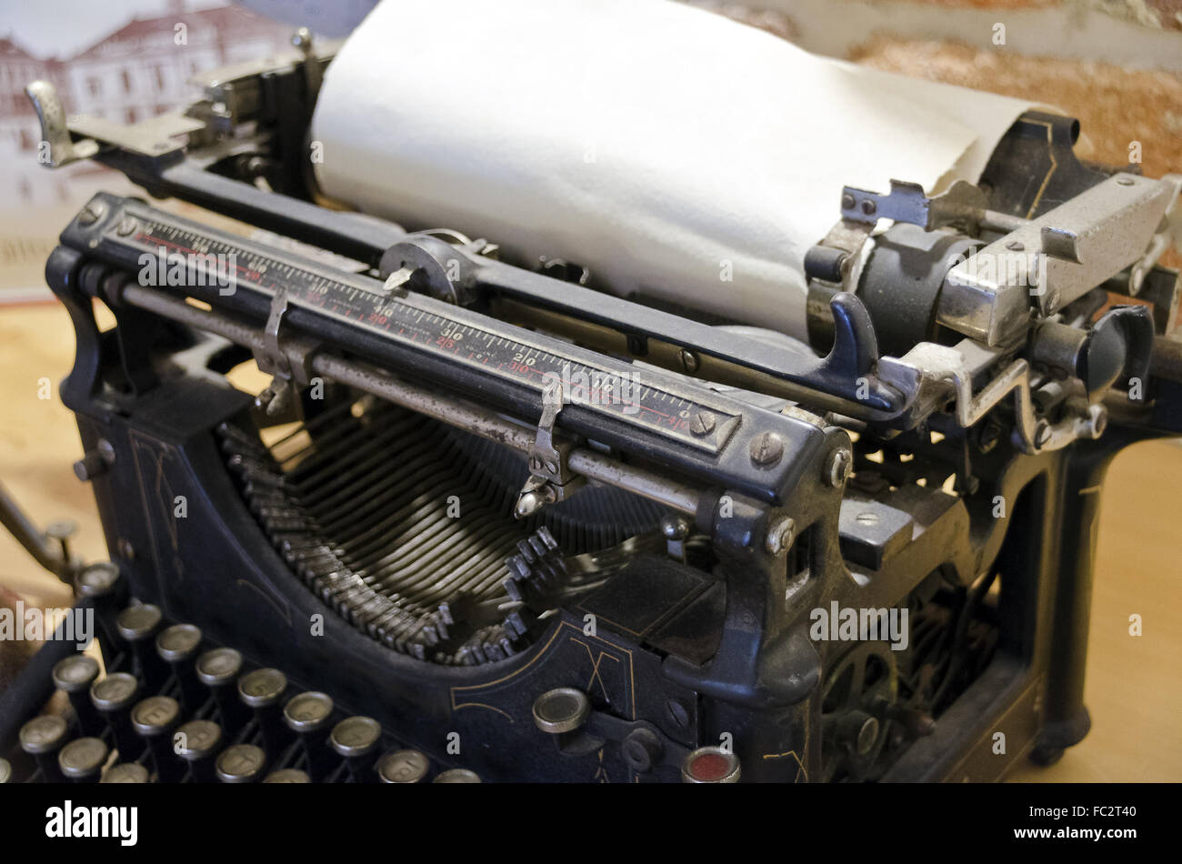 Vecchio nero typebar meccanica nastri inchiostratori per macchine da scrivere Foto Stock
