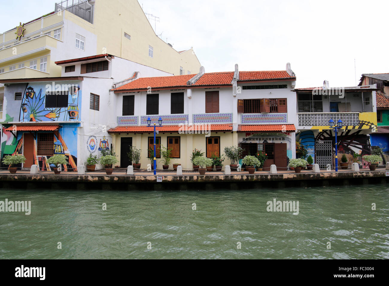 Arte di strada lungo il fiume Malacca, Malacca, Malaysia. Foto Stock