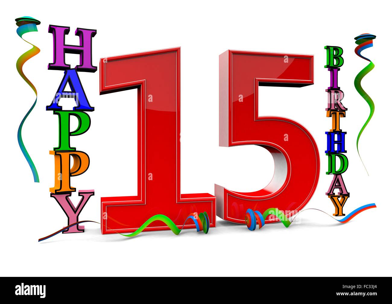 Happy 15. Compleanno Foto Stock