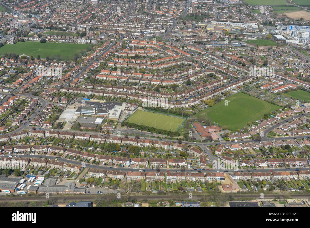 Una vista del Broadwater area di Worthing, West Sussex Foto Stock