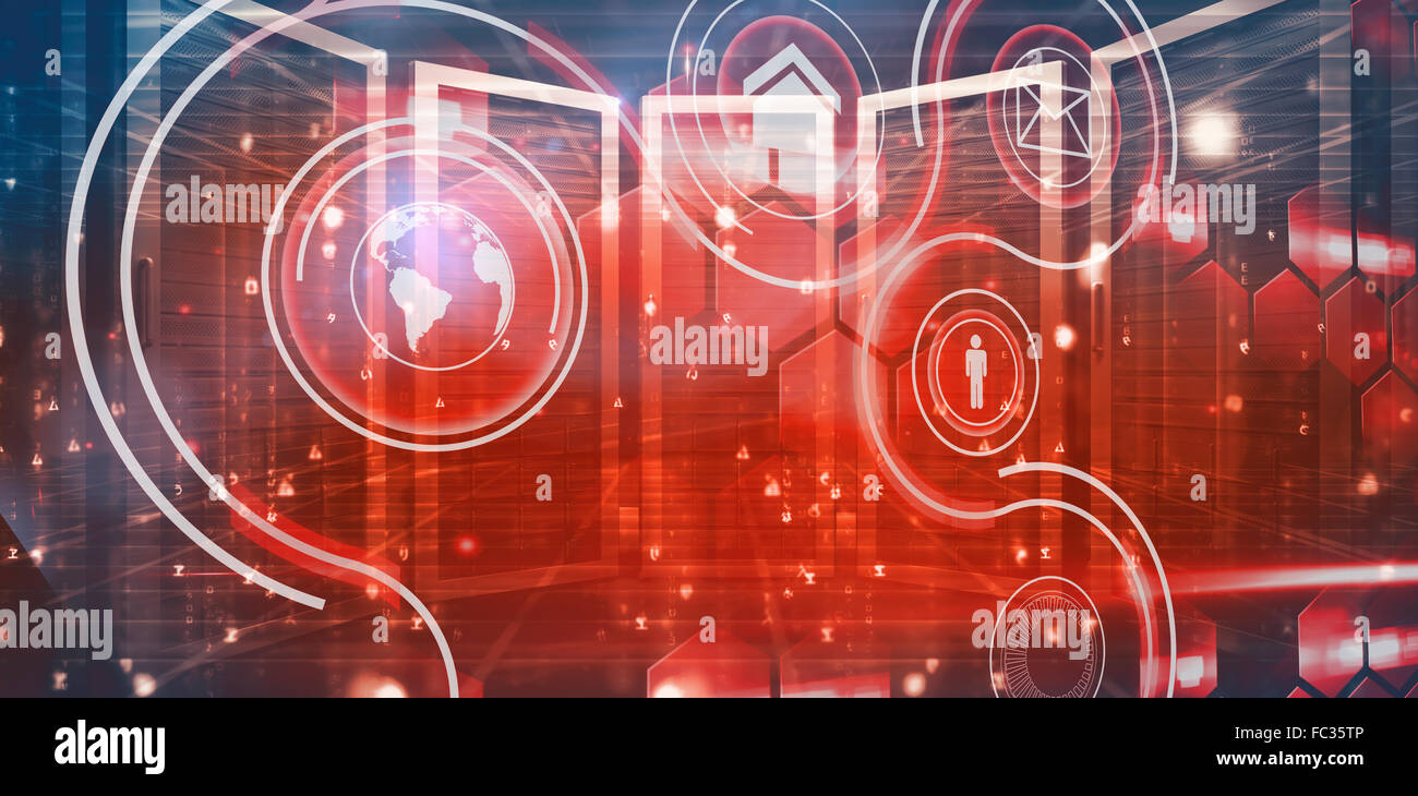 Immagine composita di generati digitalmente nero e blu matrix Foto Stock