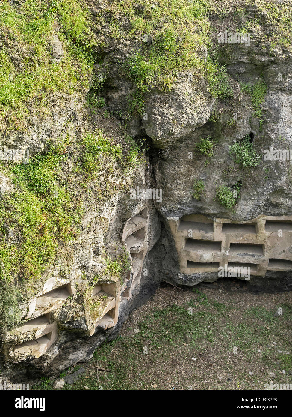La sepoltura nicchie scavate nella roccia Pompei Campania Italia Foto Stock