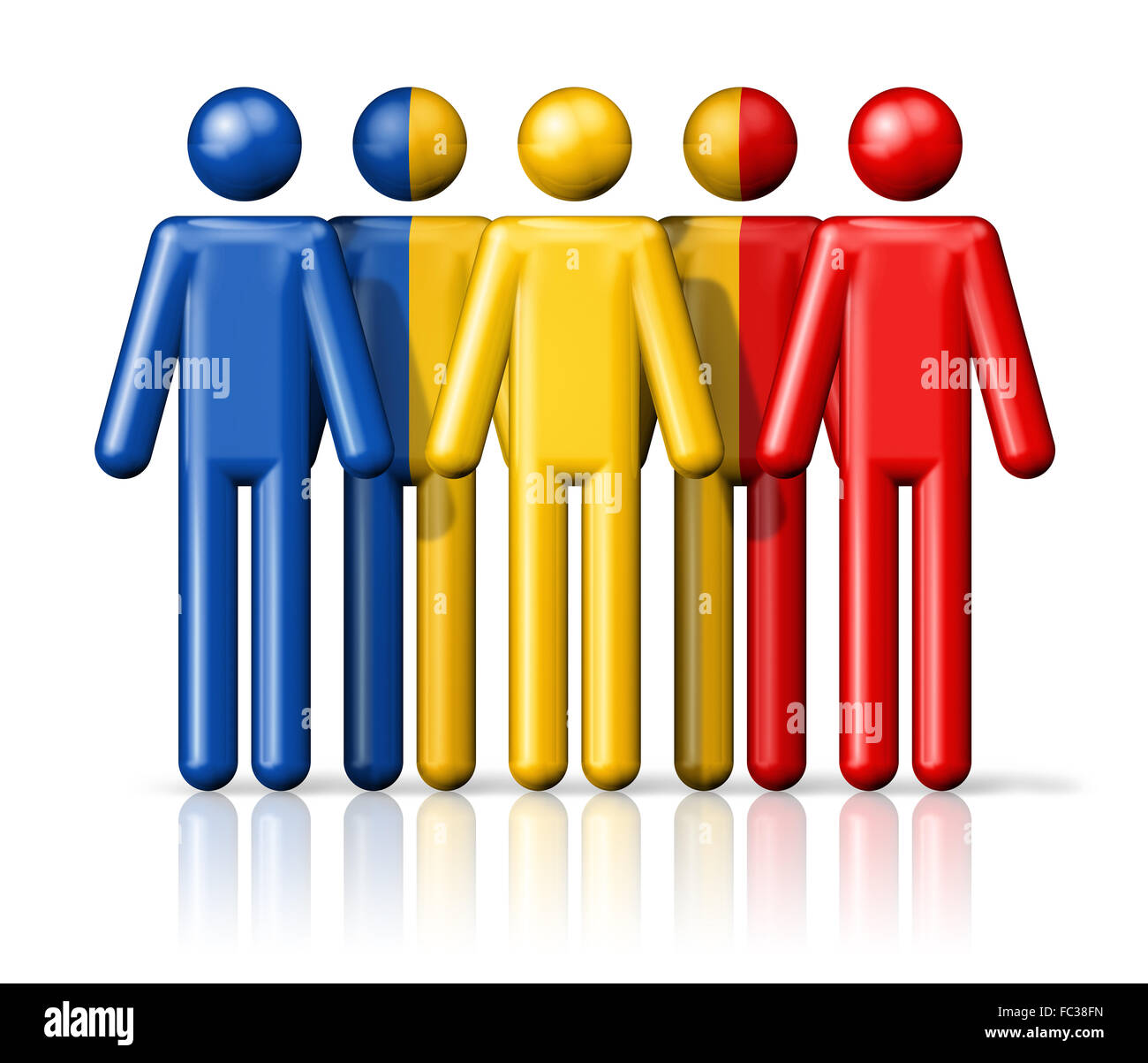 Bandiera della Romania su stick figura Foto Stock