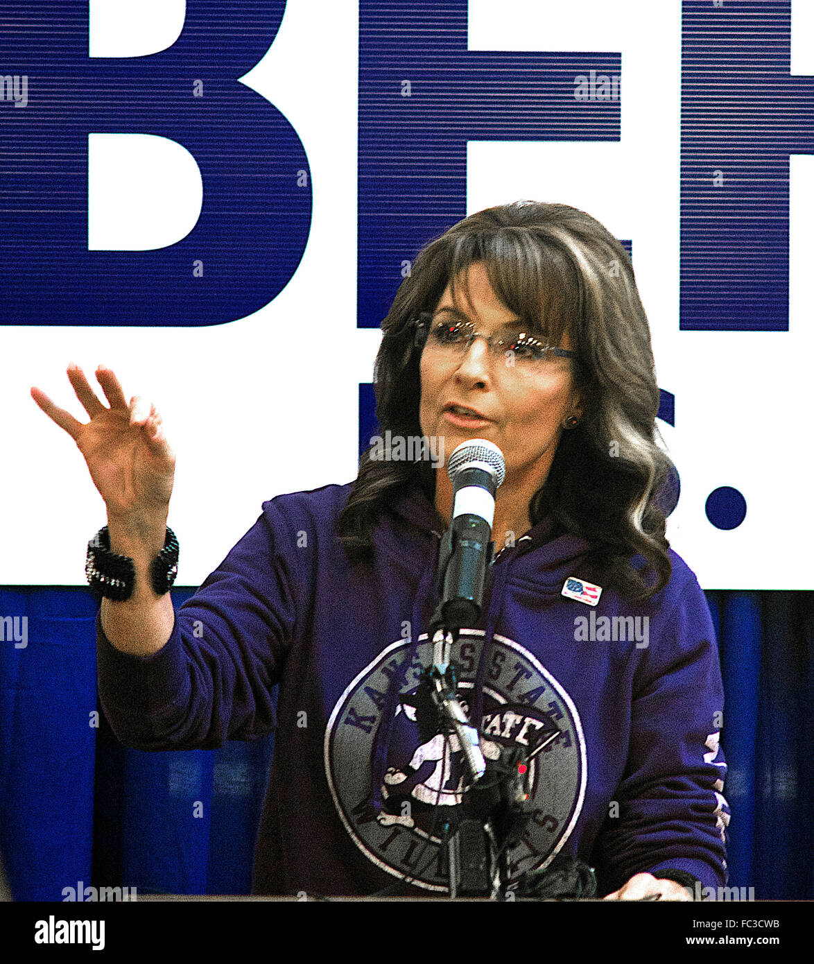 Indipendenza, Kansas, Stati Uniti d'America, 25 ottobre, 2014 Sarah Palin annuncia il suo sostegno per il senatore Pat Roberts Credito: Mark Reinstein Foto Stock