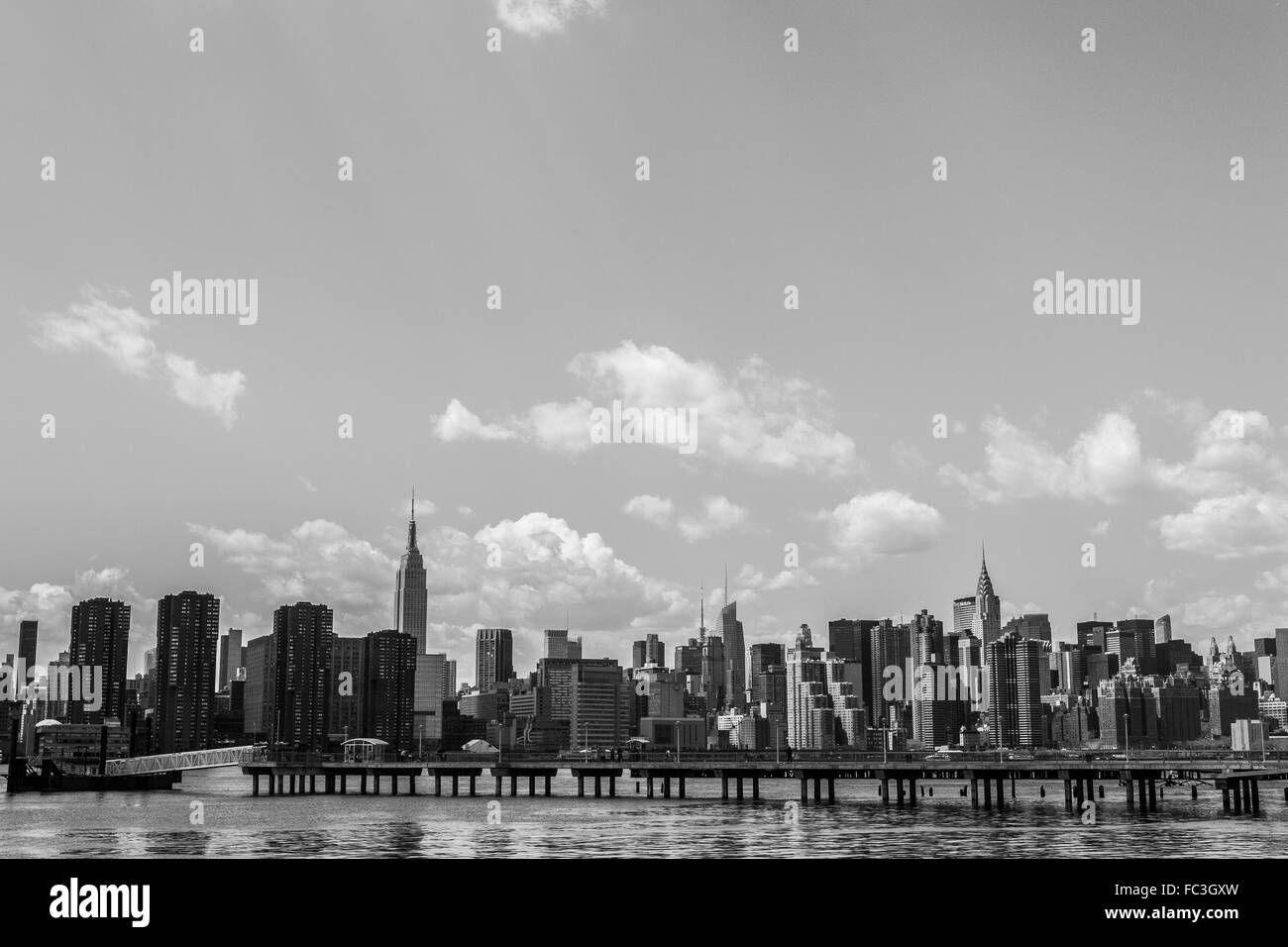 New York, in zona Midtown in bianco e nero Foto Stock