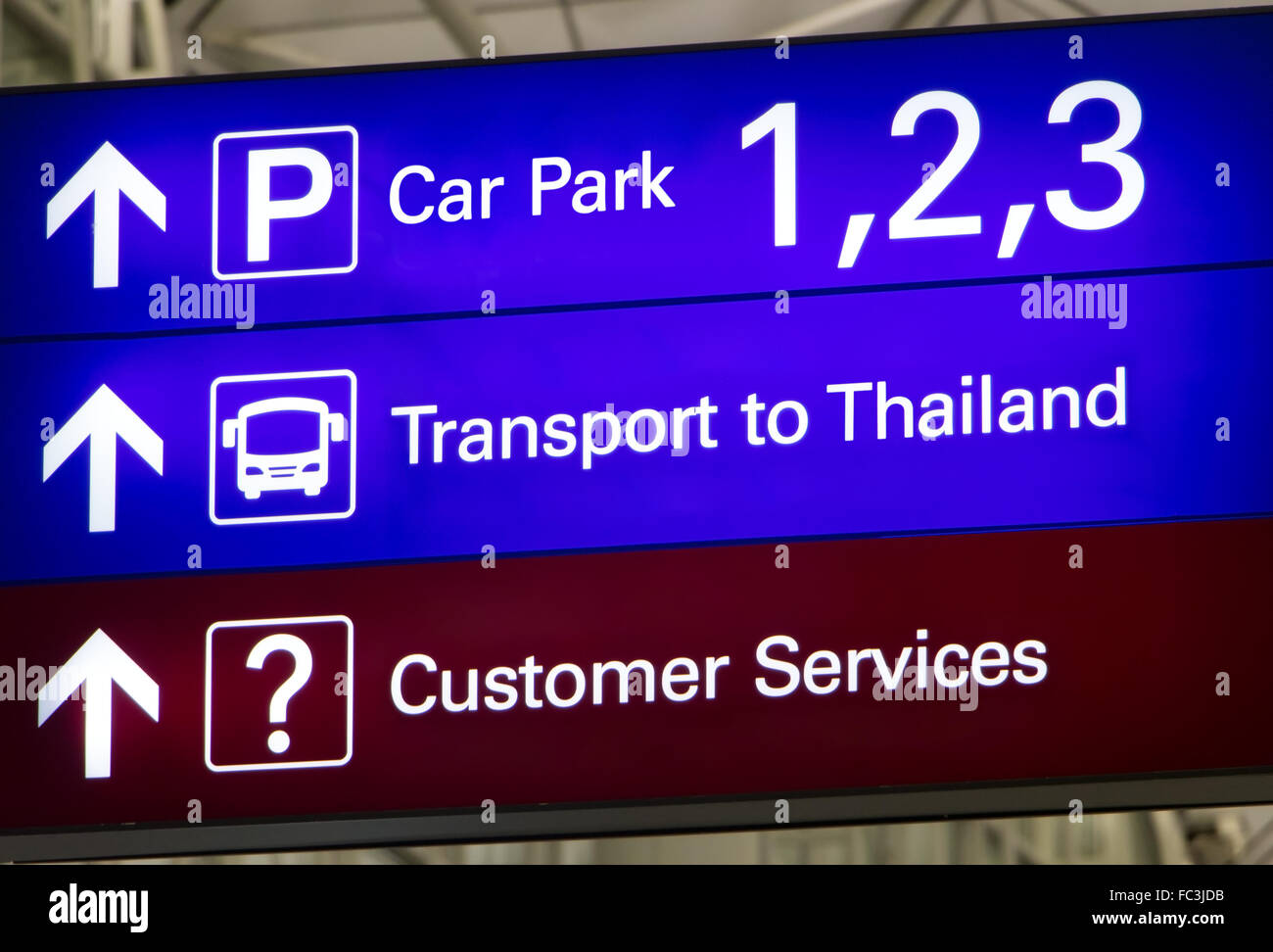 Indica la direzione di trasporto della Thailandia Foto Stock