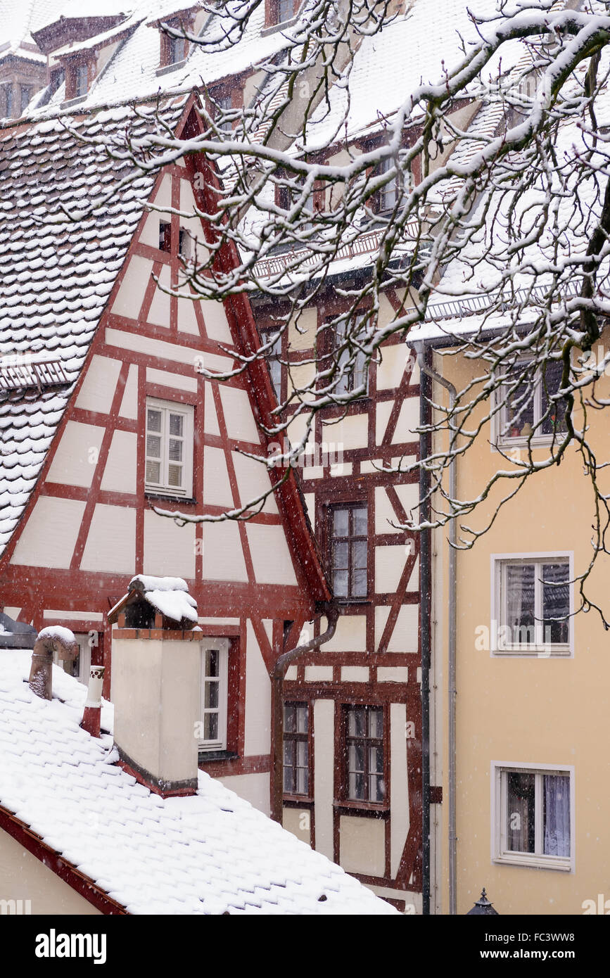 Il centro storico di Norimberga, Germania in inverno Foto Stock