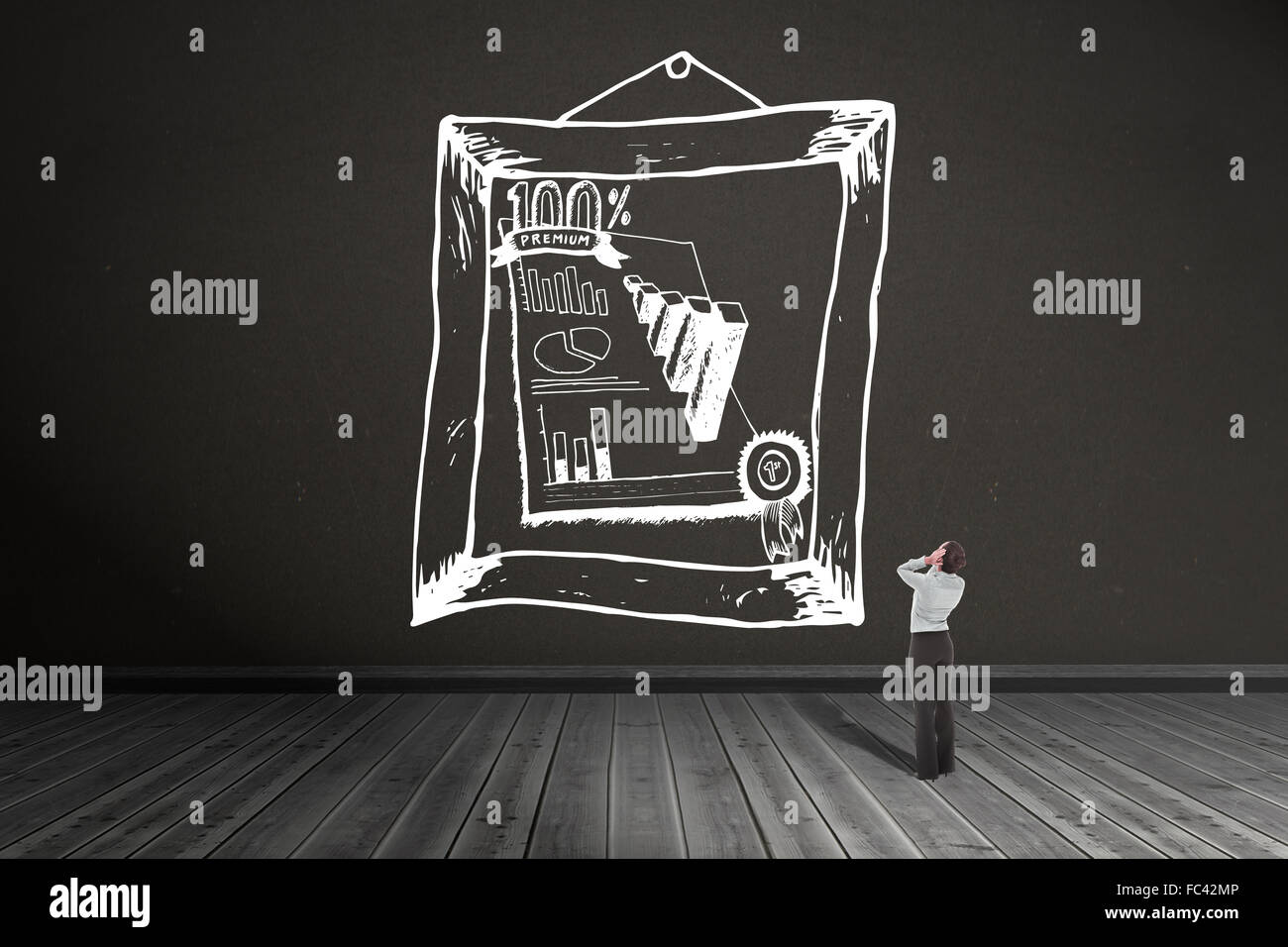 Immagine composita di imprenditrice con le mani sulla testa Foto Stock