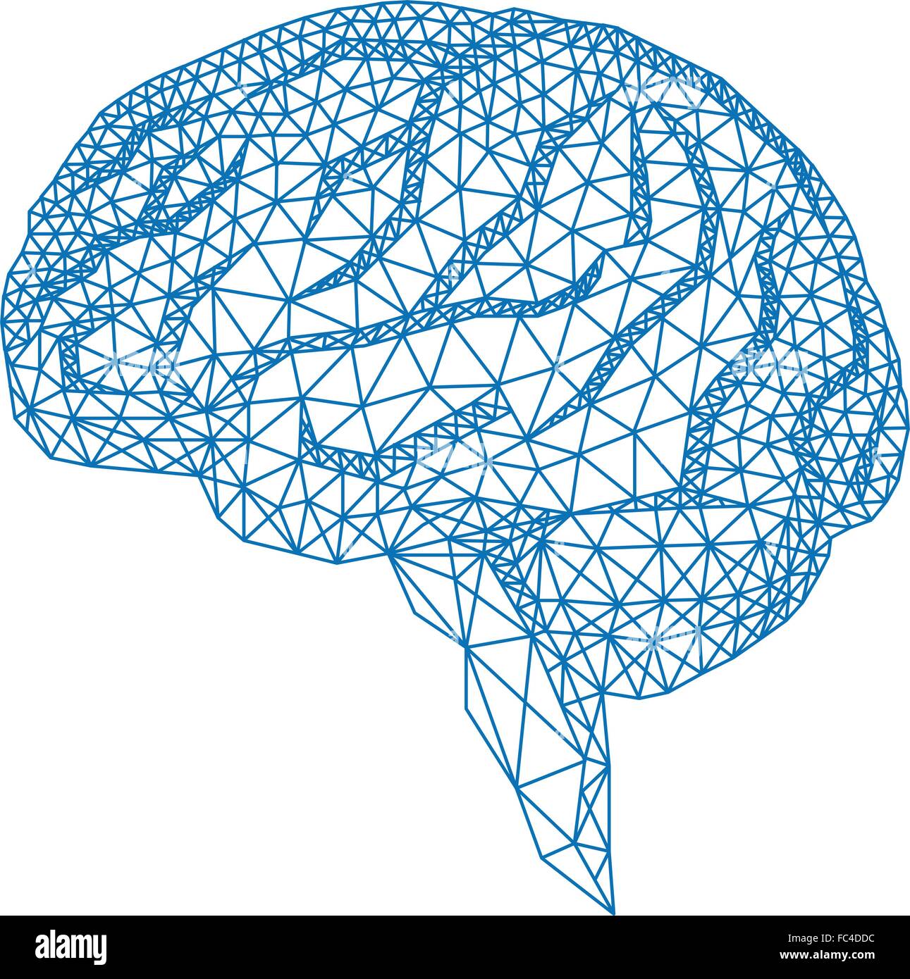 Abstract blue cervello umano con mesh geometriche pattern, illustrazione vettoriale Illustrazione Vettoriale