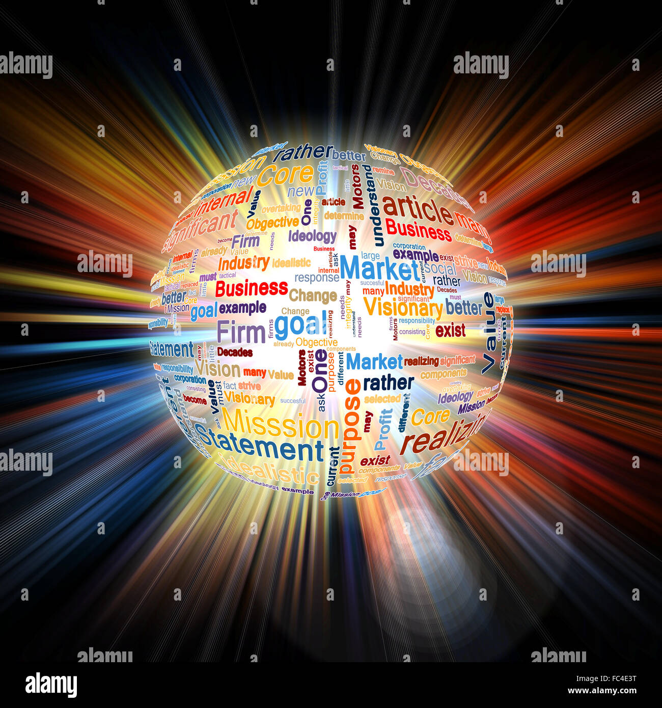 Foto a colori di business parole esplosione su sfondo nero Foto Stock