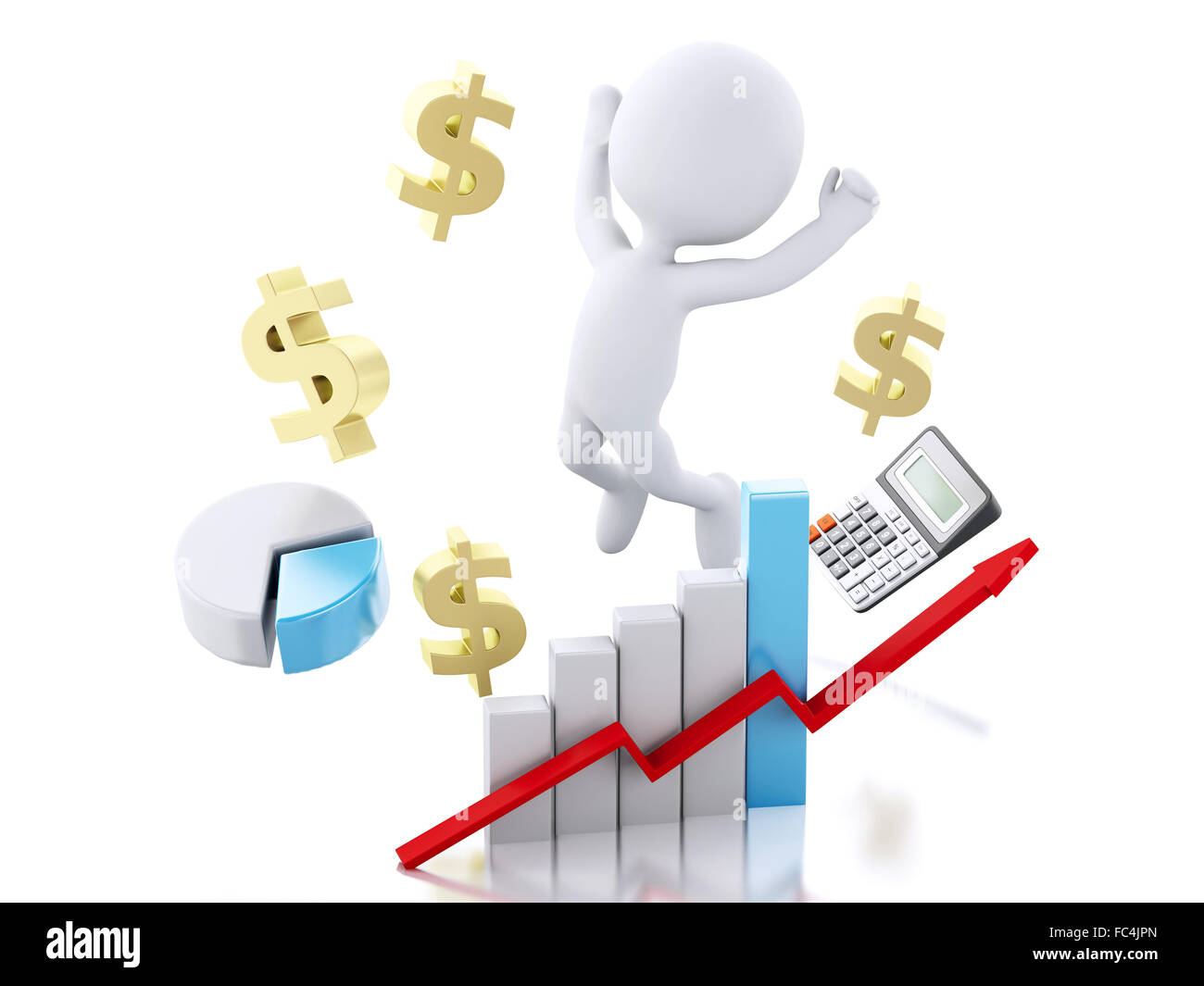 3d bianchi con business statistica grafico. Foto Stock