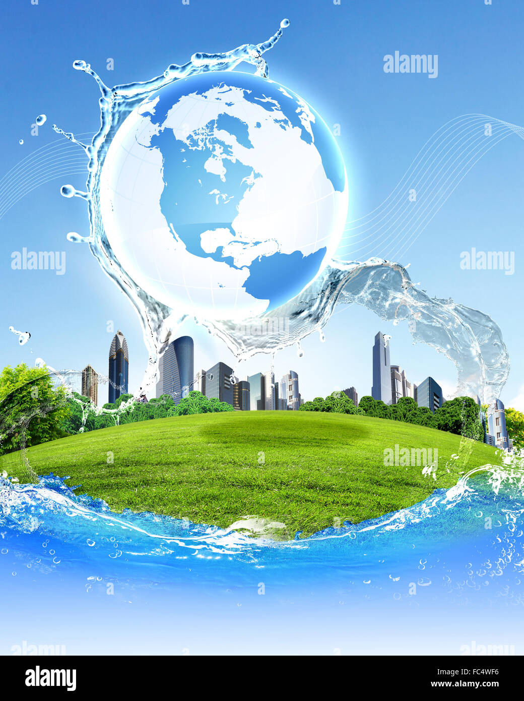 Immagine del pianeta verde come simbolo del concetto ambientale Foto Stock