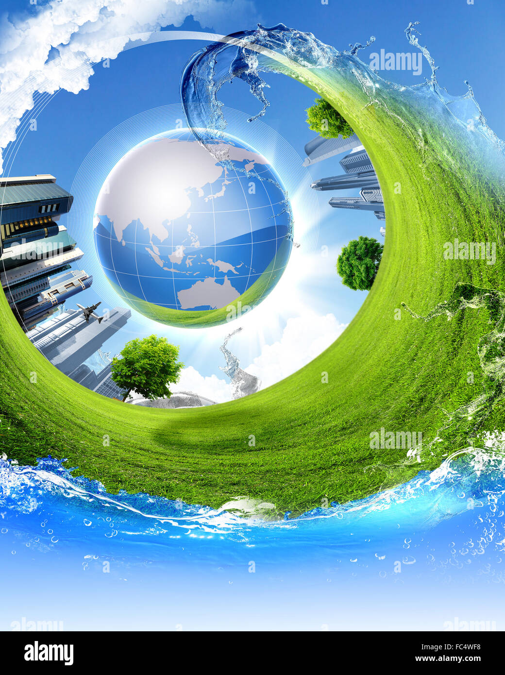 Immagine del pianeta verde come simbolo del concetto ambientale Foto Stock