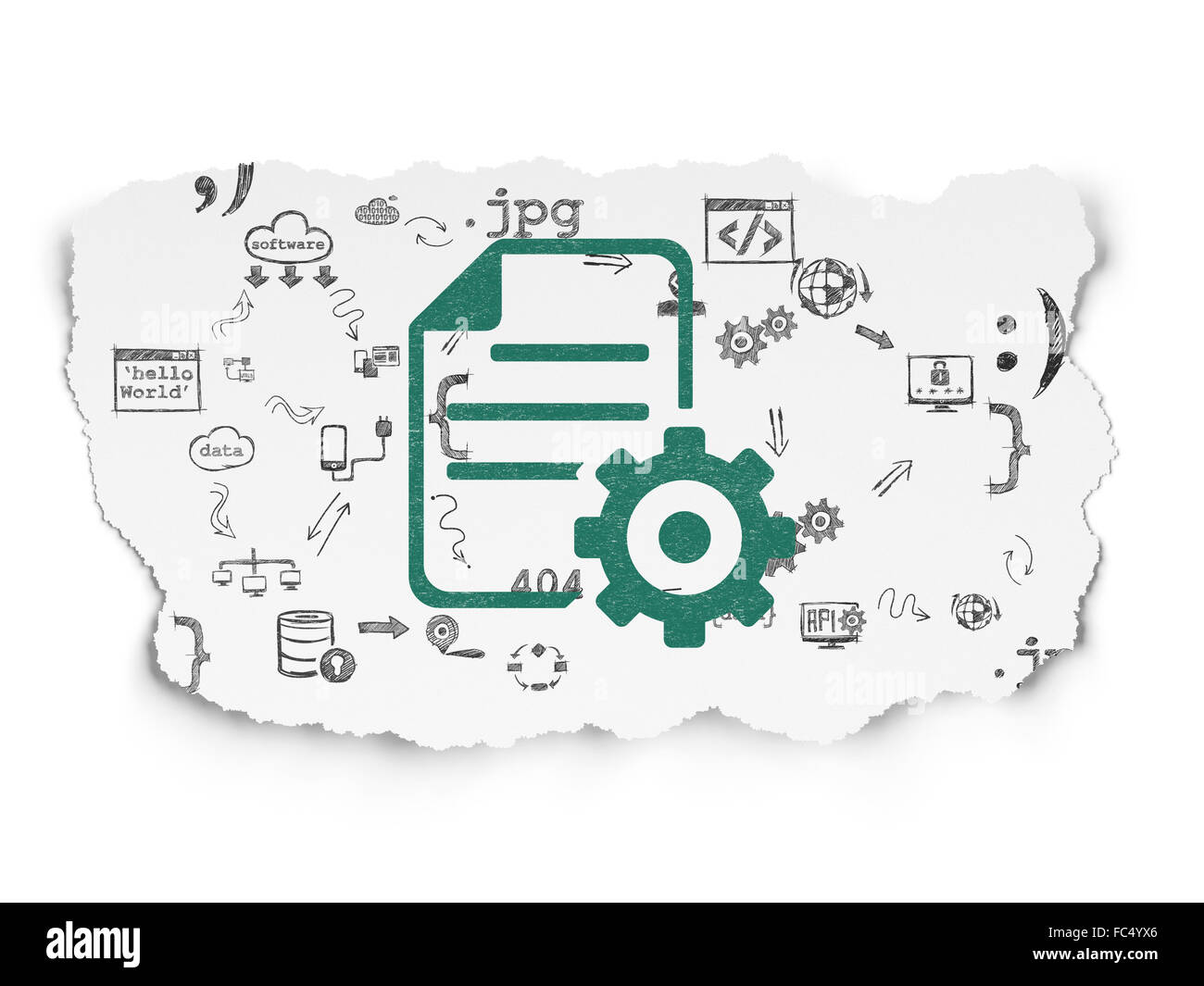 Il concetto di Software: Marcia su carta strappata sfondo Foto Stock