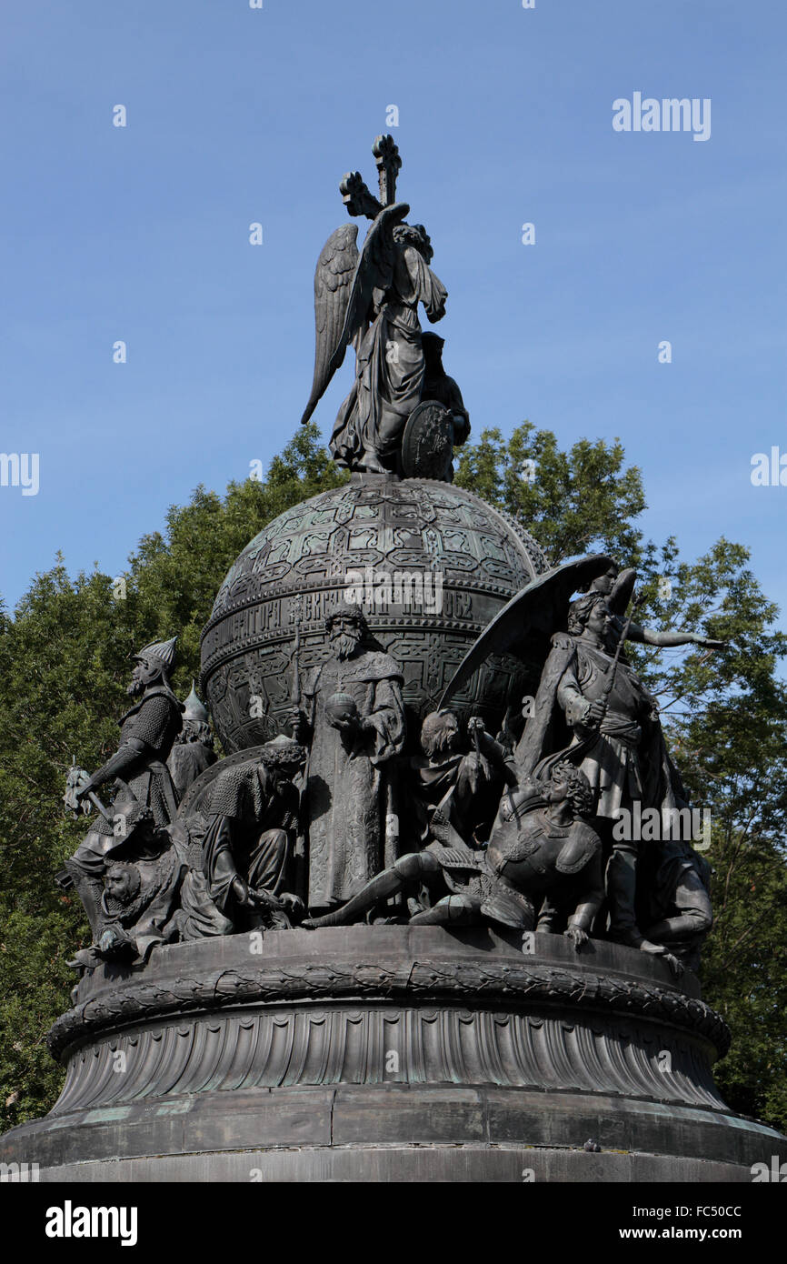 Il Millennio della Russia un monumento nel parco del Cremlino, Veliky Novgorod Oblast di Novgorod, Russia. Foto Stock