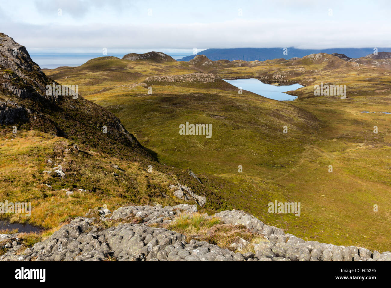 Vista da un Sgurr, Isola di Eigg, piccole isole, Scozia Foto Stock