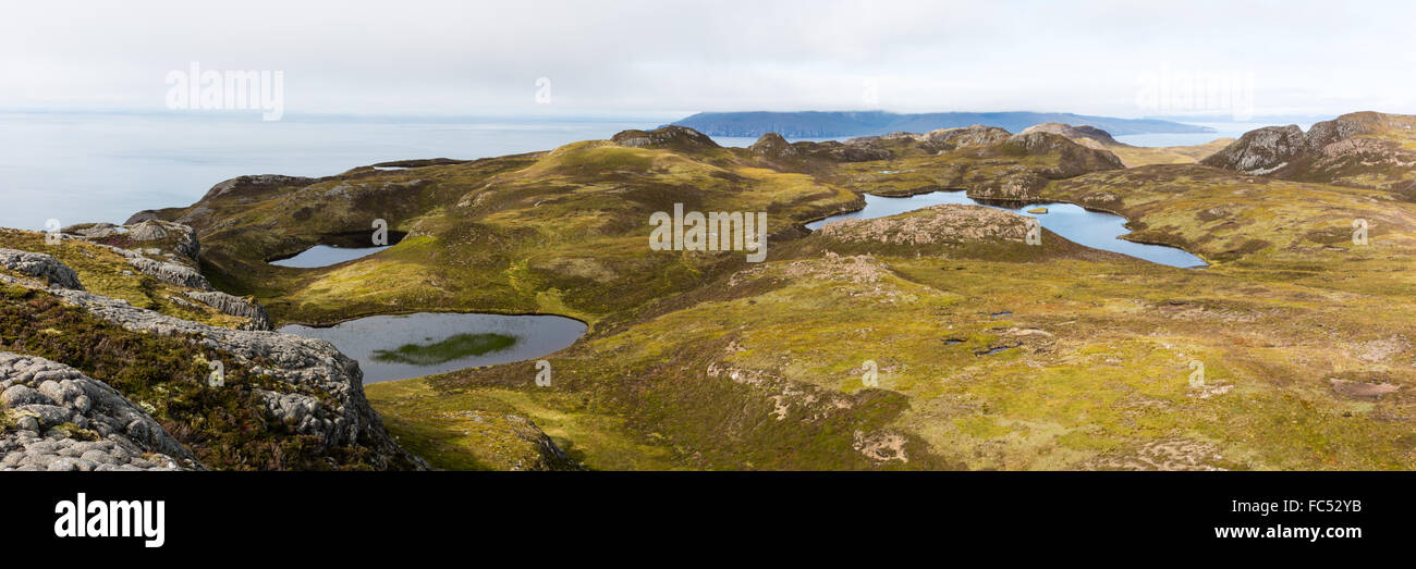 Vista da un Sgurr, Isola di Eigg, piccole isole, Scozia Foto Stock