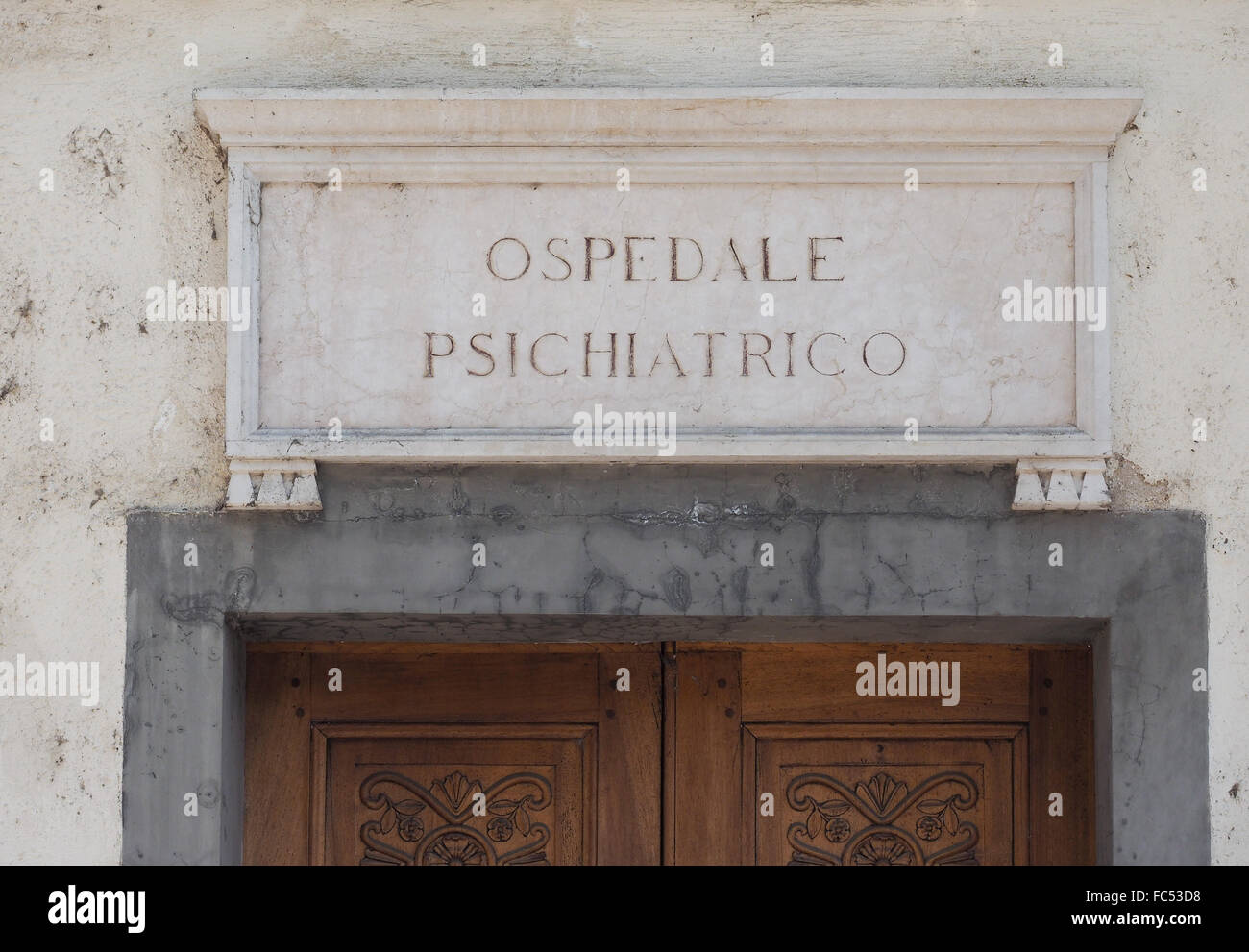 Italiano ospedale mentale segno Foto Stock