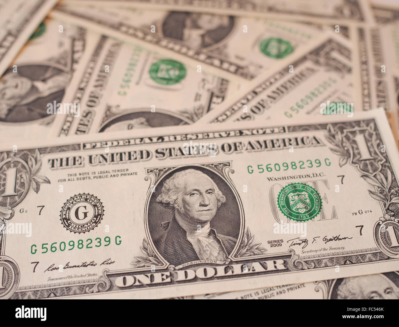 Dollar note 1 dollaro Foto Stock